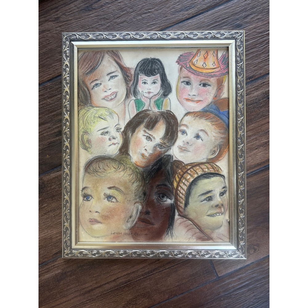 Original Louise Della Rocca Pastel Portrait, Children in Paula's Classroom